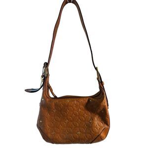 Fossil Hannah‎ leather hobo bag belt strap gold studs key charm shoulder